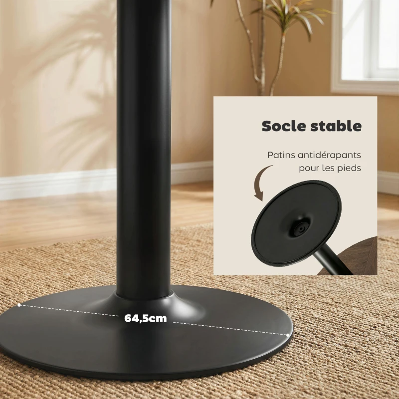 HOMCOM Table à manger ronde pour 4-6 personnes, table de cuisine avec large plateau et base en acier, Ø 110 x 78 cm, marron