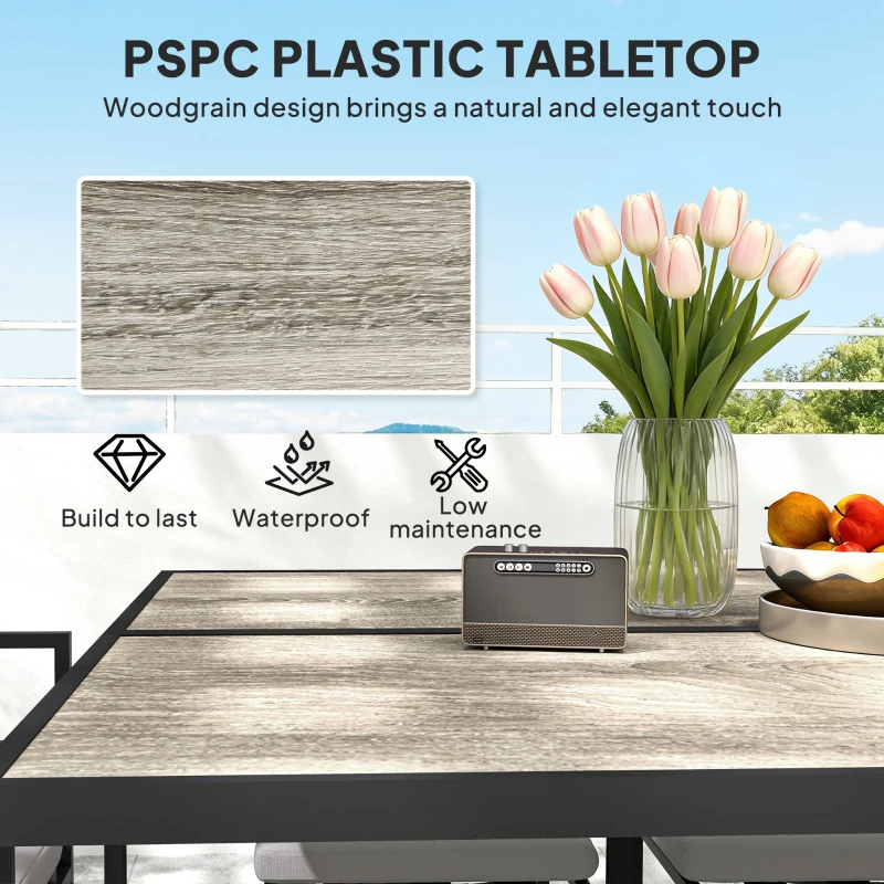 Outsunny Nine-Piece Steel Frame Garden Dining Set - Dark Grey