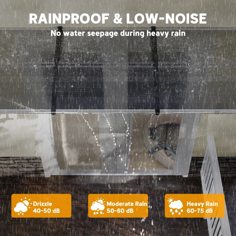 Outsunny Front Door Canopy, Outdoor Awning, Rain Shelter, 303 x 96cm , Clear