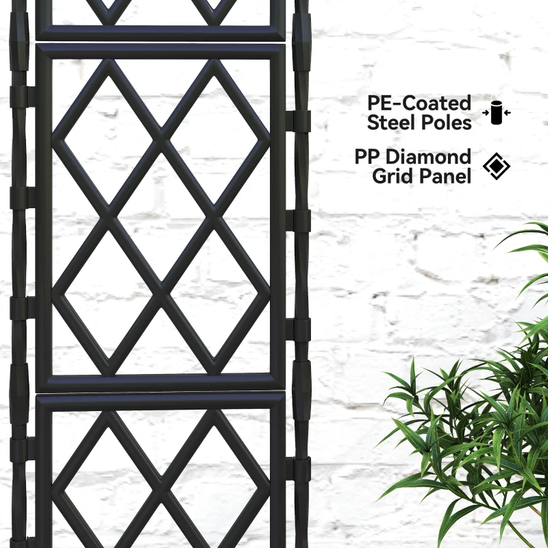 Outsunny Foldable Garden Trellis, Lattice Climbing Support Trellis for Garden, DIY Assembly, 85 x 197 cm, Black