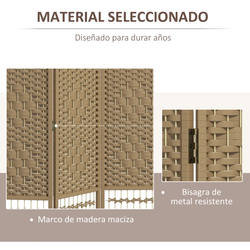 HOMCOM Biombo Separador de Ambientes de 3 Paneles Plegable de Cuerda de Papel 120x170cm Decoración para Dormitorio Natural