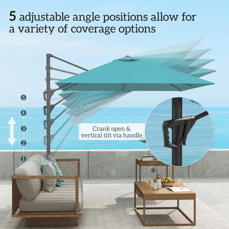 Outsunny Patio Offset Parasol Umbrella - Blue