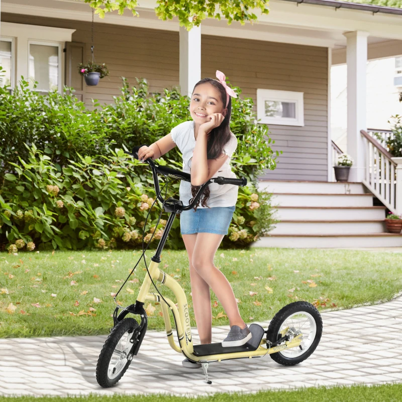 HOMCOM step kinderscooter scooter stadsscooter luchtbanden verstelbaar beige(m-10)