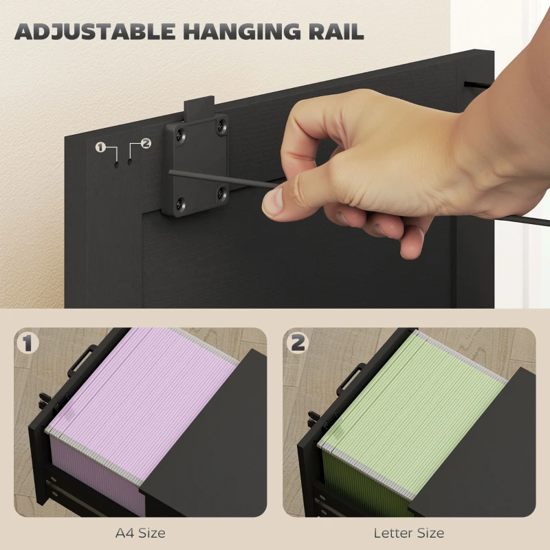 HOMCOM 3-Drawer Filing Cabinet with Lock - Black