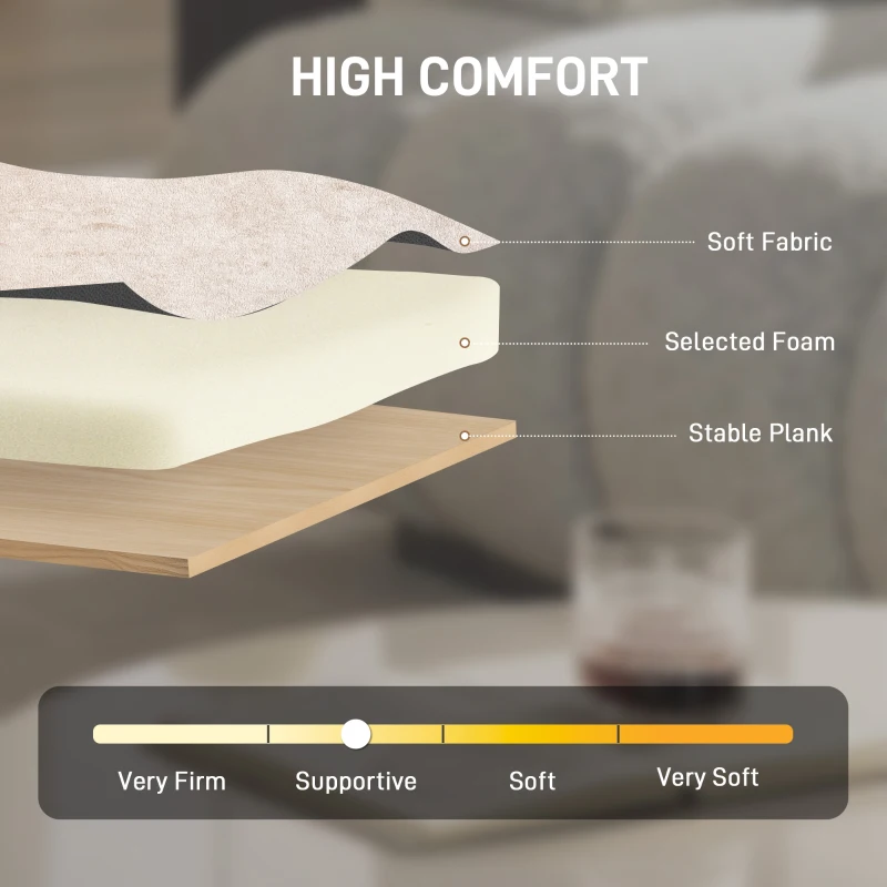 HOMCOM Fotel akcentowy, tapicerowany fotel z ramą i nogami z litego drewna, beżowy