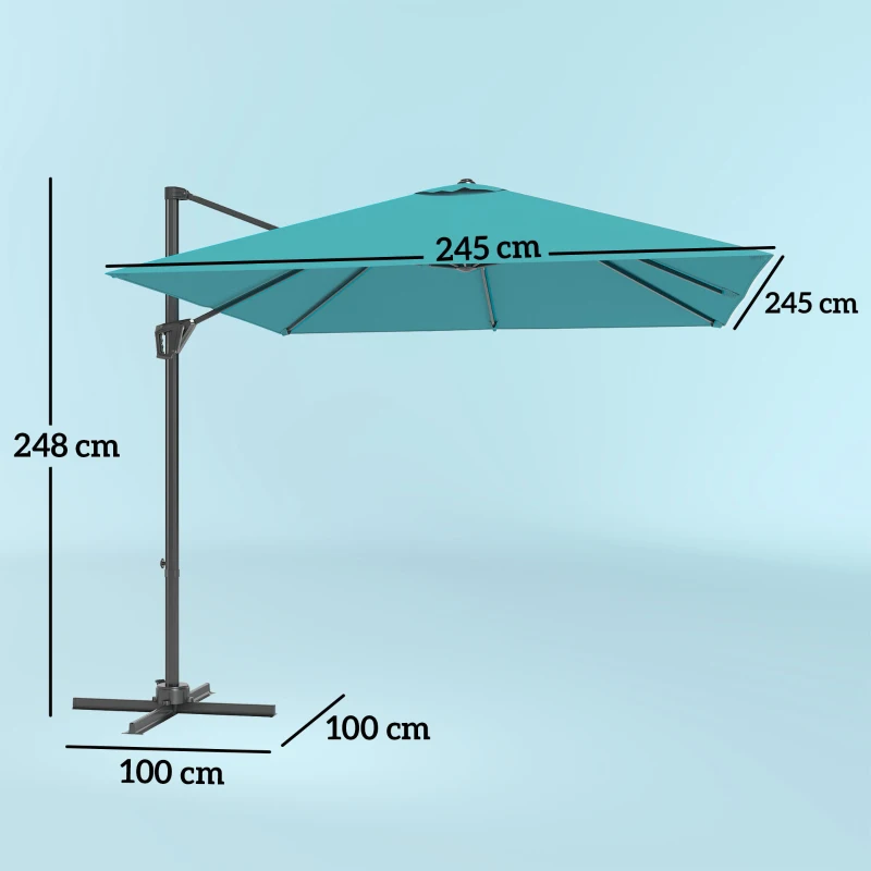 Outsunny Patio Offset Parasol Umbrella - Blue
