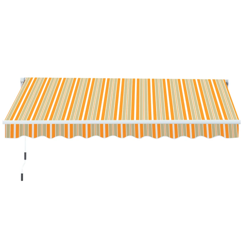 Outsunny Toldo Manual Retráctil 300x250 cm Toldo para Balcón con Manivela de Metal Impermeable y Anti-UV Toldo Enrollable de Exterior para Jardín Terraza Ventanas Amarillo y Blanco