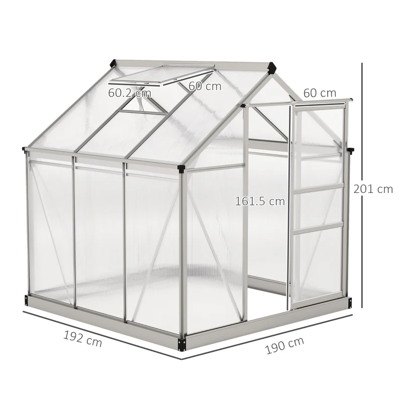 Outsunny 6 x 6ft Polycarbonate Greenhouse - Clear