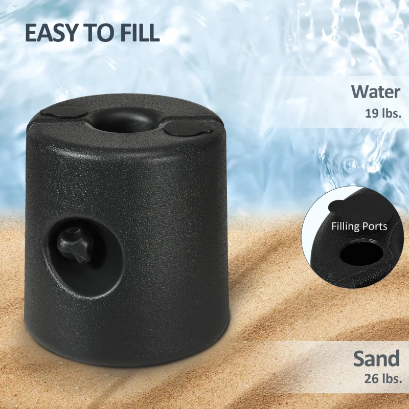 Outsunny HDPE Tent Weights Set of 4, Canopy Weights, Fill with Water or Sand, 48KG