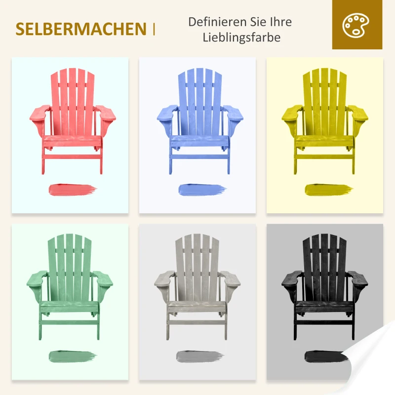 Outsunny Adirondack Stuhl wetterfest Adirondack Chair aus Holz Outdoor Gartenstuhl mit Hoher Rückenlehne Armlehnen