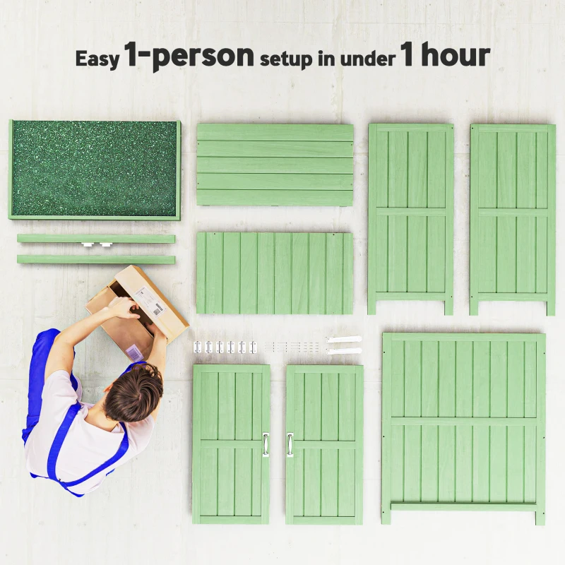 Outsunny Small Shed, Wooden Garden Shed with Openable Hinged Roof and Removable Shelf, 74 x 43 x 88 cm, Light Green