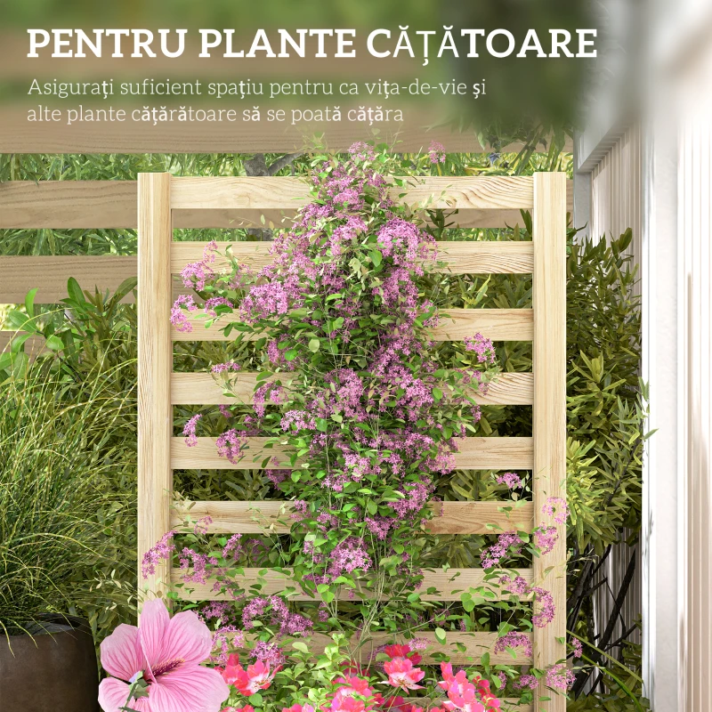 Outsunny Strat pentru Grădină Înălțat cu Fund Deschis, 115x60x110 cm, Lemn Natural