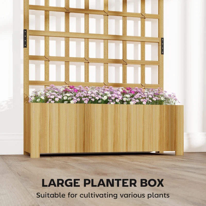 Outsunny Wooden Raised Planter with Trellis, Raised Bed for Garden with Lattice and Drainage Holes for Climbing Plants