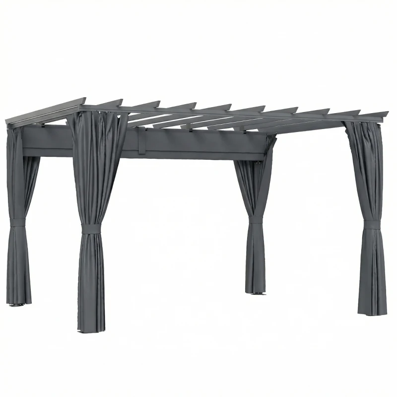 Outsunny Pergola env. 3,6x3 m Pavillon de jardin Couverture de terrasse en aluminium Pavillon de jardin avec toit réglable Gris foncé