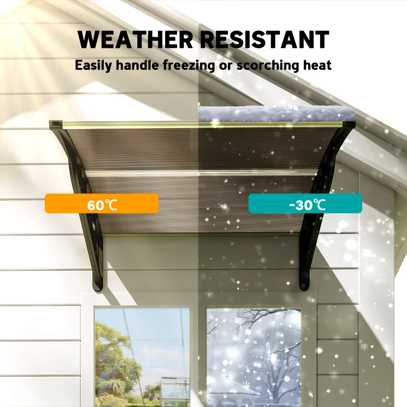 Outsunny Front Door Canopy, Outdoor Awning, Rain Shelter for Window, Porch and Front/Back Door, 103 x 96.5 cm, Brown