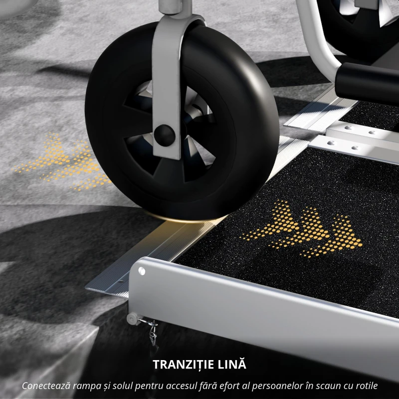 HOMCOM Rampă pliabilă pentru scaune cu rotile din aluminiu cu margini înalte antiderapante