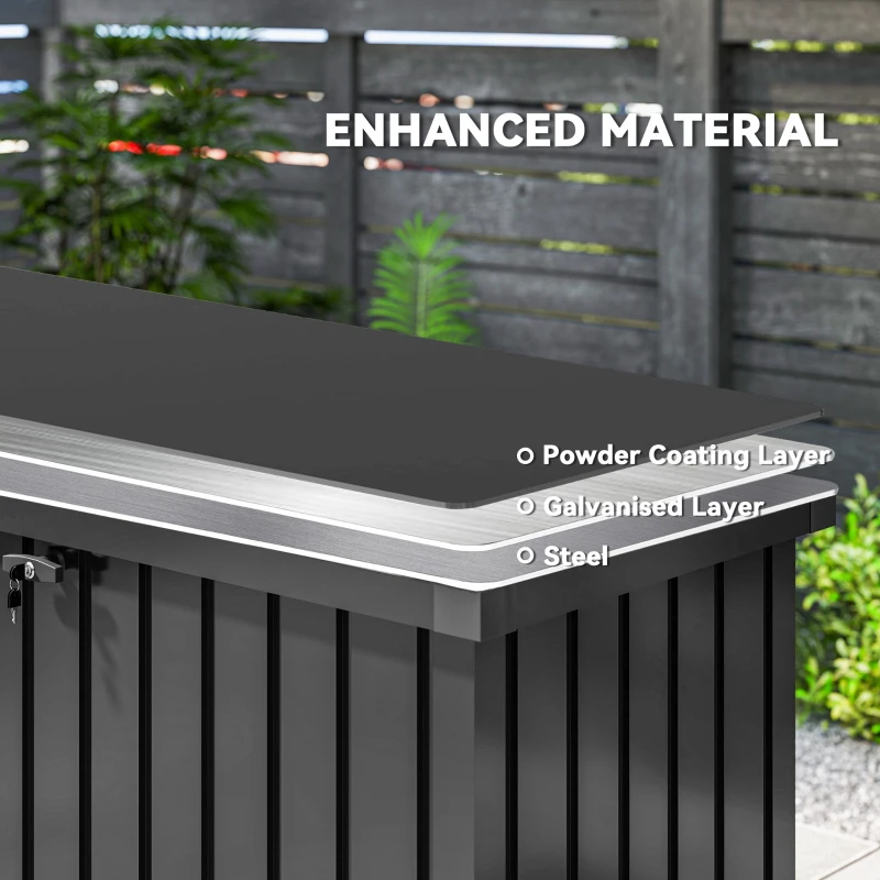 Outsunny 400L Galvanised Steel Garden Storage Box, Black