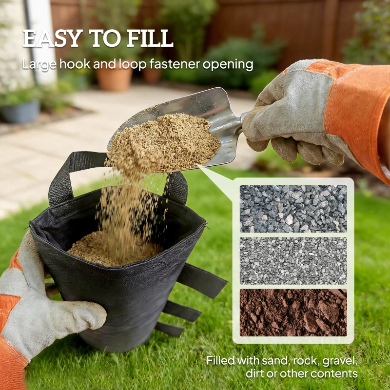 Outsunny 8 Pack Gazebo Sand Weights Bags, 40 kg 600D Heavy Duty Sand Bags Sandbags for Canopy Tent Legs, Without Sand, Black