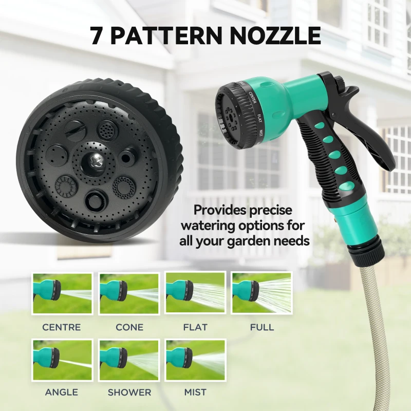 Outsunny Retractable Hose Reel Wall Mounted, 20+2m Garden Hose Pipe Reel with Lock, Auto Rewind, 7 in 1 Spray Nozzle, Includes Wall Fixings, 180° Swivel, Outdoor Watering, 54 x 20 x 39 cm, Black