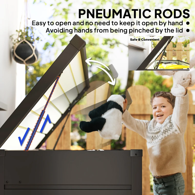 Outsunny 311L Galvanised Steel Garden Storage Box - Dark Grey