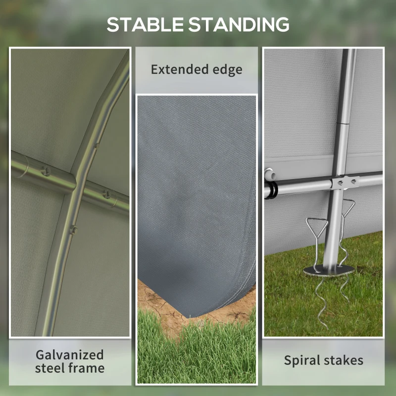 Outsunny 3 x 3(m) Garden Storage Tent, Heavy Duty Outdoor Shed, Waterproof Portable Shed Storage Shelter with Galvanised Steel Frame for Bike, Motorcycle, Garden Tools, Grey