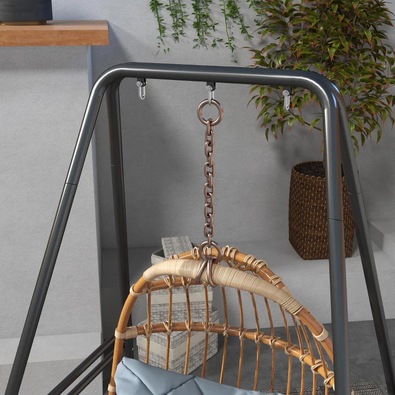 Outsunny Hammock Chair Stand, Hanging Heavy Duty Metal Frame Hammock Stand for Hanging Hammock Air Porch Swing Chair, Egg Chair, Black