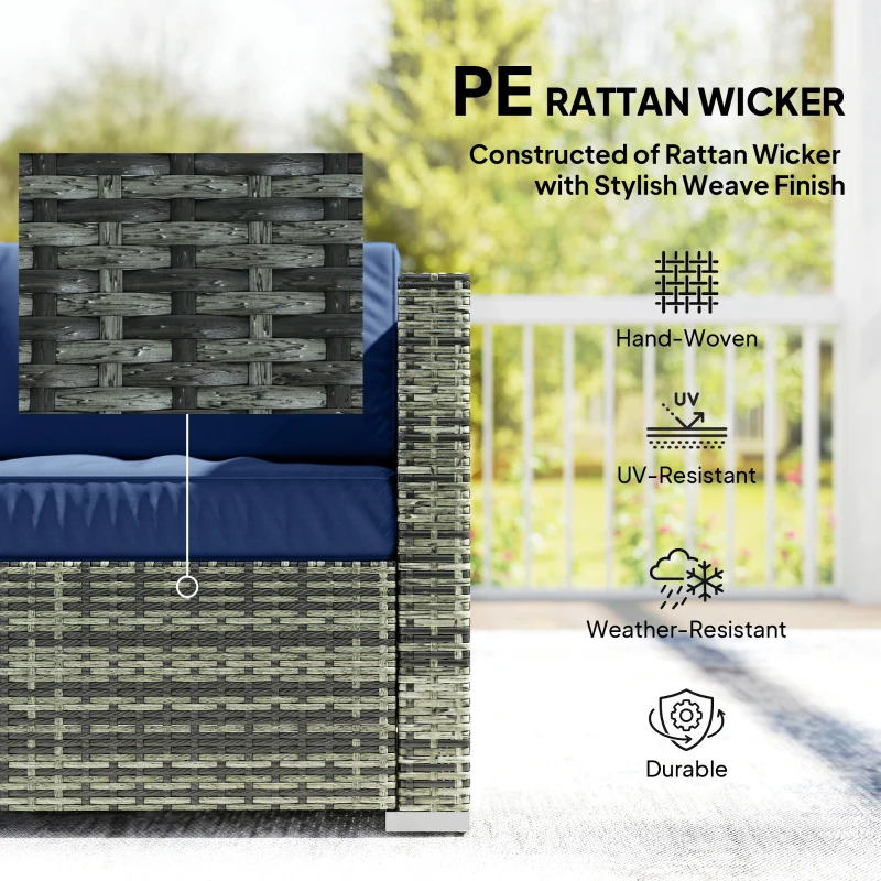 Outsunny Four-Piece Rattan Sofa Set - Blue