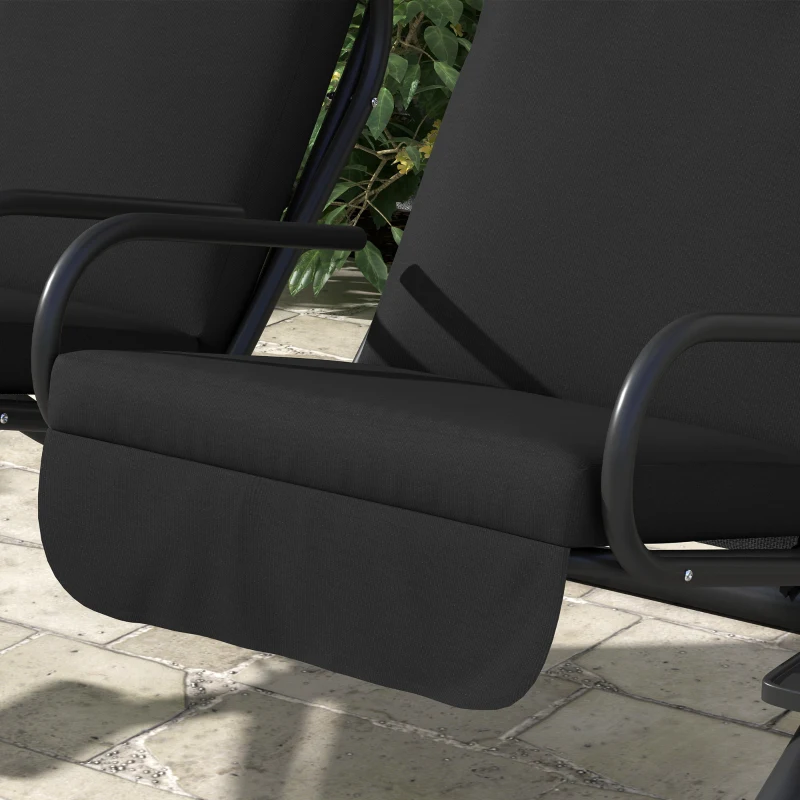 Outsunny Two-Seat Garden Swing Chair, with Protective Canopy - Black