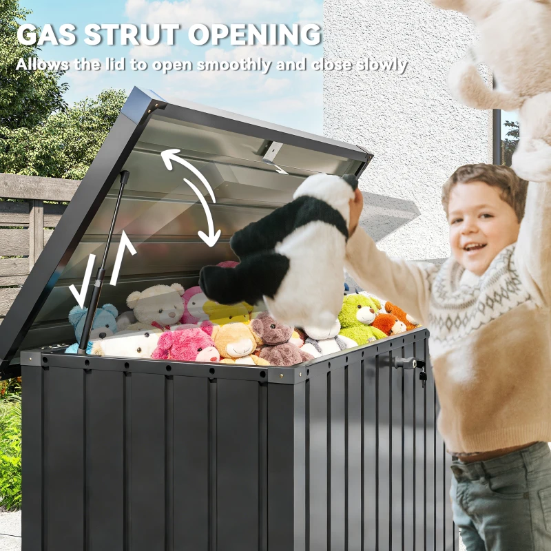 Outsunny 400L Galvanised Steel Garden Storage Box, Black