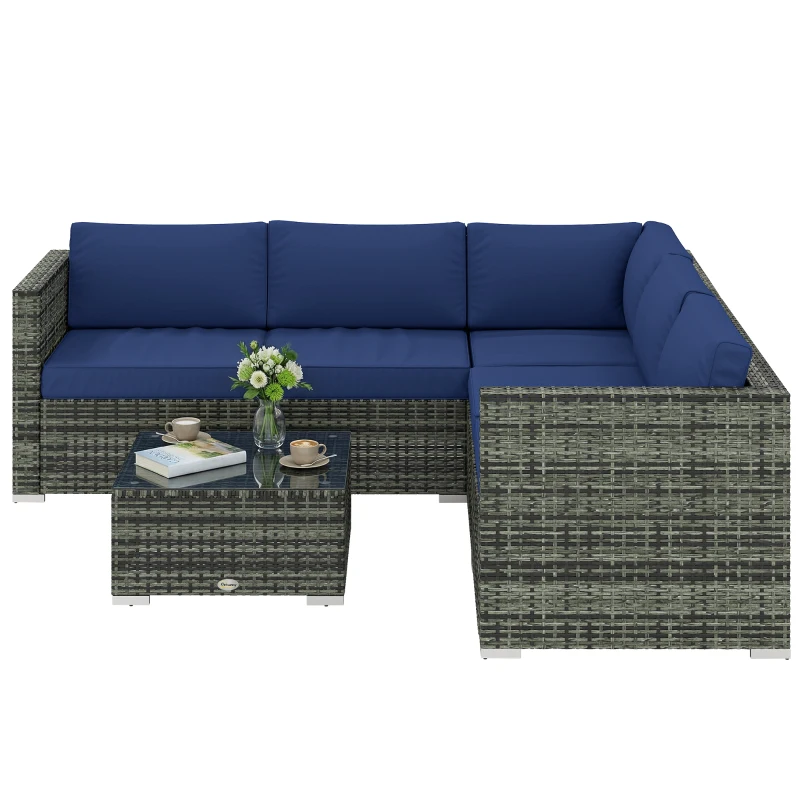 Outsunny Four-Piece Rattan Sofa Set - Blue