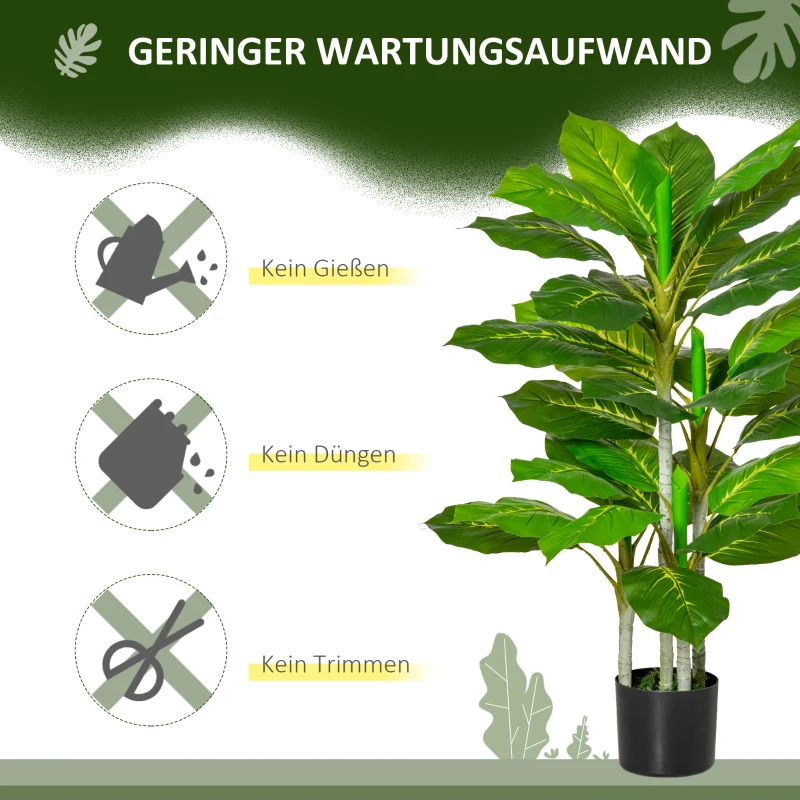 HOMCOM Künstlicher Baum 95 cm Kunstpflanze mit 33 Blättern, Topf für Wohnzimmer