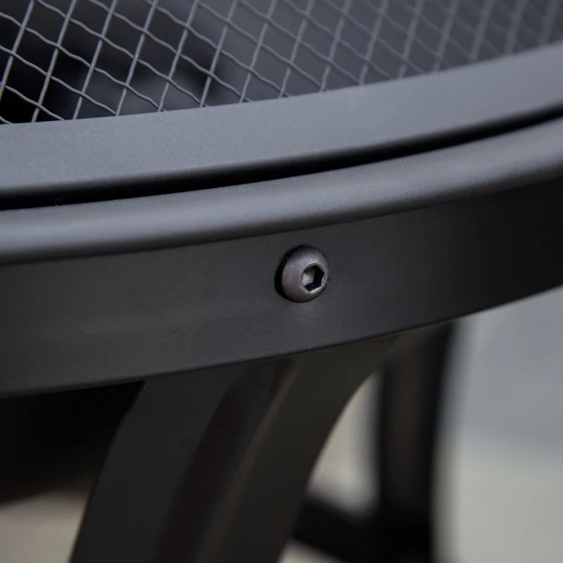 Outsunny Outdoor Fire Pit, Firepit with Mesh Lid, Poker, for Camping, Bonfire, Picnic, Black