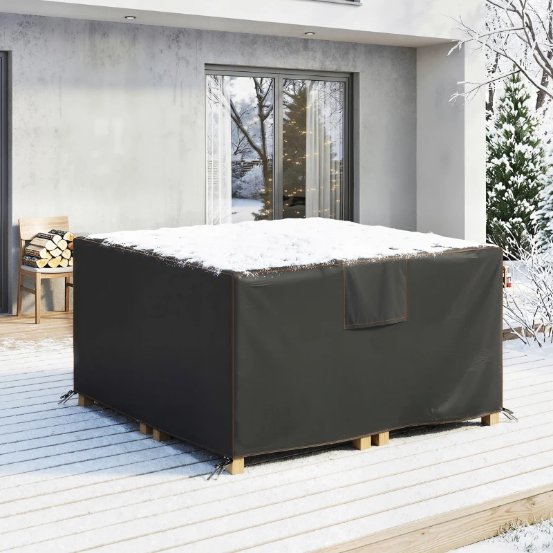 Outsunny Husă de protecție pentru mobilier de grădină rezistentă la iarnă, impermeabilă, anti-UV, material Oxford 420D 125x125x74cm Negru