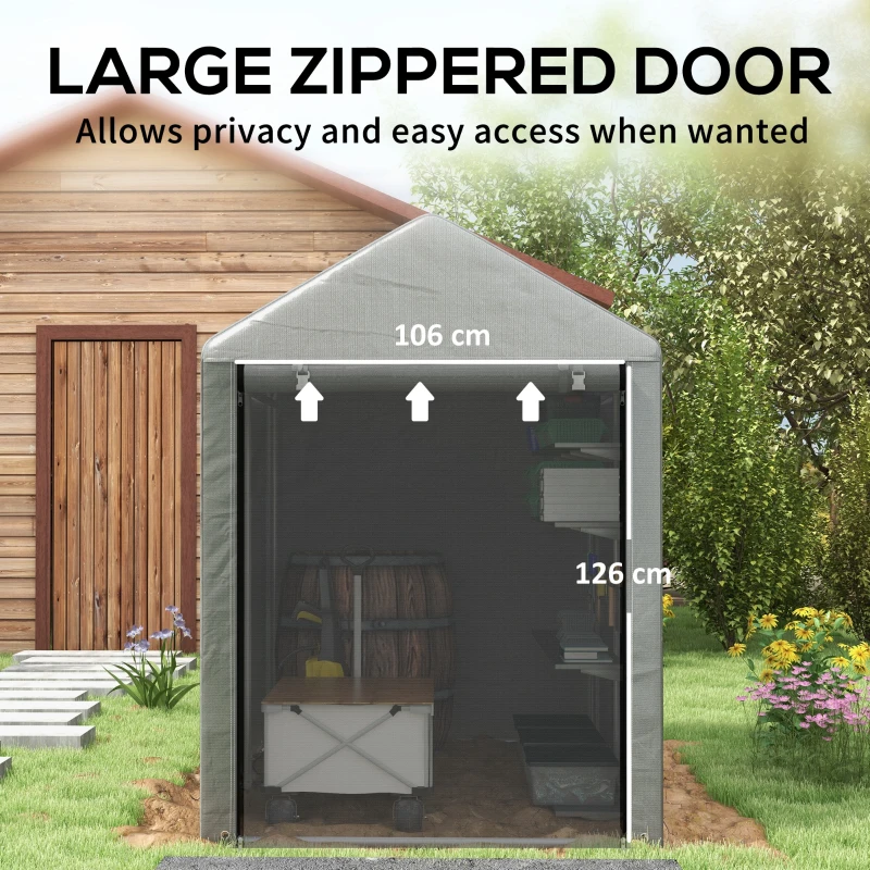 Outsunny 179 x 120cm Temporary Garden Shed, with Accessories - Light Grey