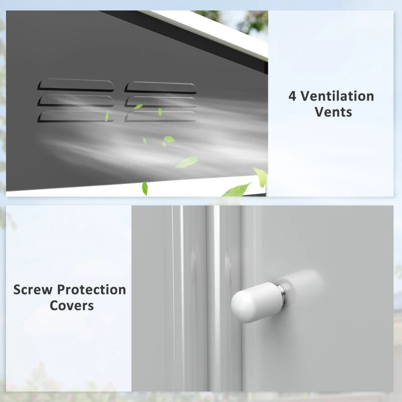 Outsunny 8 x 6ft Galvanised Steel Shed, with Double Door - Dark Grey