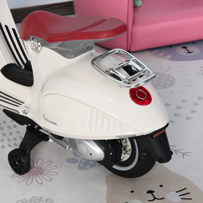 HOMCOM elektrisch voertuig kindermotor fiets met MP3-muziek verlichting 3-6 jaar wit(m-15)
