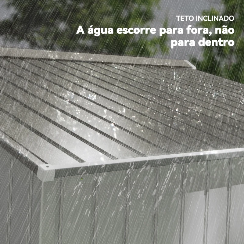 Outsunny Abrigo de Jardim Exterior para Armazenamento de Ferramentas com 4 Janelas 277x195x192 cm Branco e Cinza Escuro