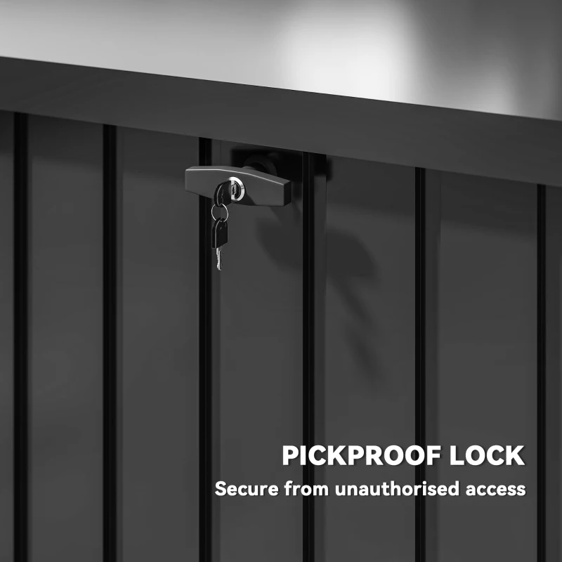 Outsunny 400L Galvanised Steel Garden Storage Box, Black