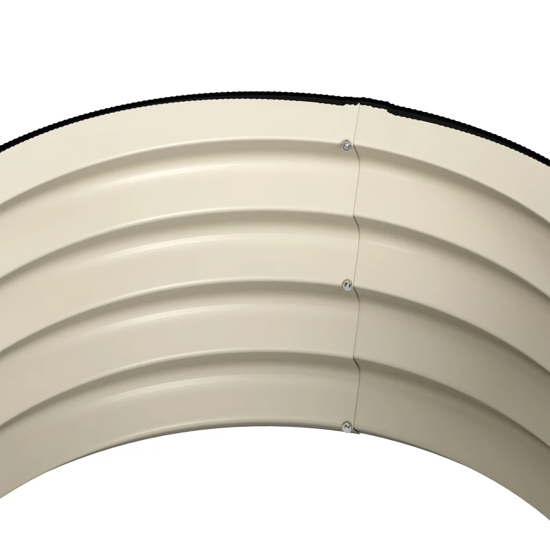 Outsunny Set of 2 Raised Garden Bed, Metal Planter Box with Safety Edging, Easy-to-assemble Stock Tank, Cream White