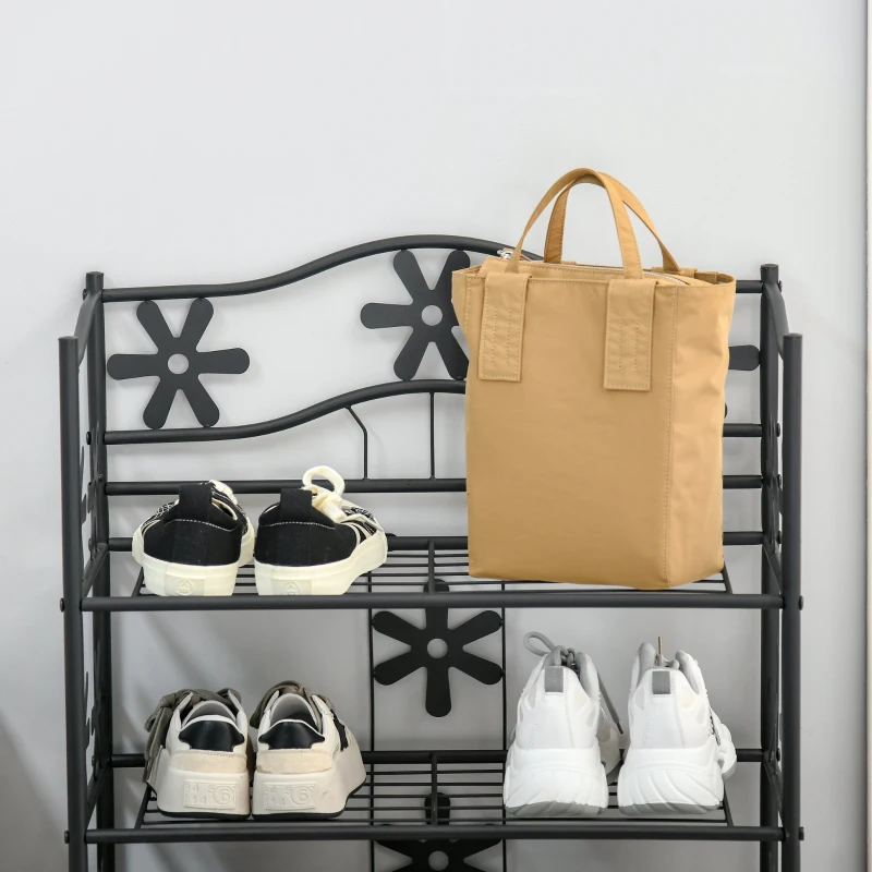 HOMCOM plantenrek bloemenrek plantenstandaard plantenetagere metaal 4 niveaus zwart(m-8)