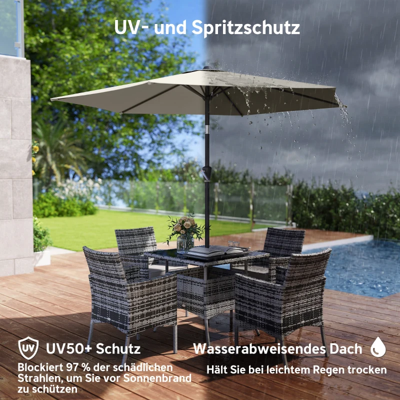 Outsunny Parasol 270 cm kantelbaar balkonparasol met slinger UV 50+ tuinparasol Crèmewit