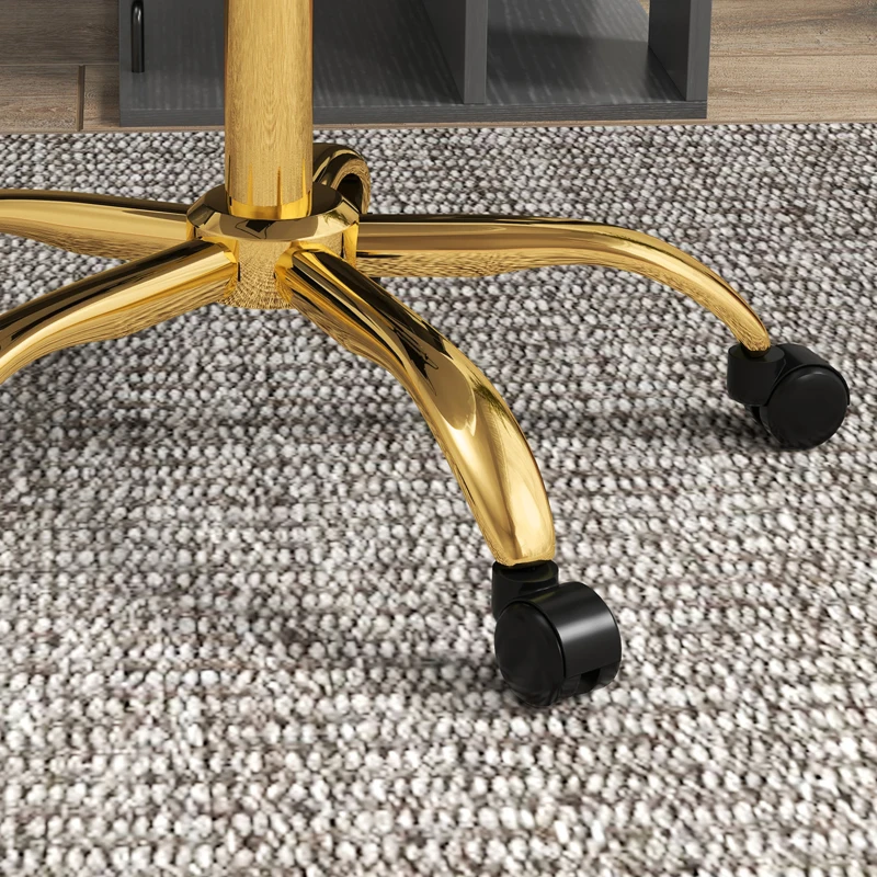 Vinsetto Schreibtischstuhl, höhenverstellbarer Bürostuhl mit Teddy-Fleece-Optik 58 x 56 x 68-76 cm Weiß