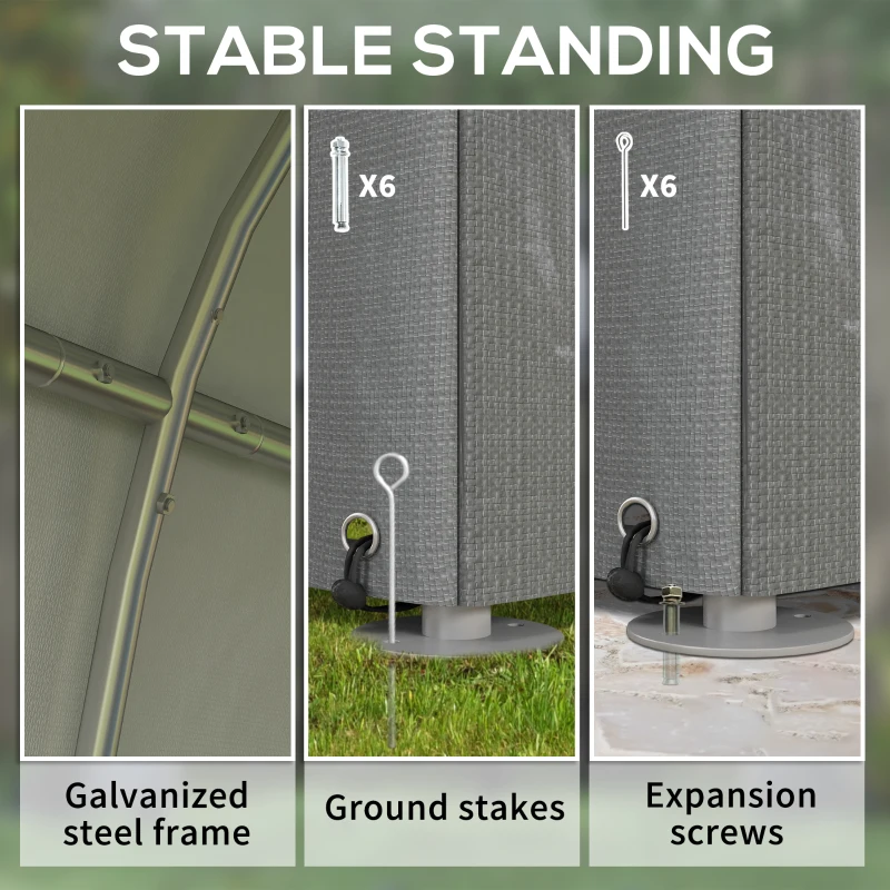 Outsunny 179 x 120cm Temporary Garden Shed, with Accessories - Light Grey