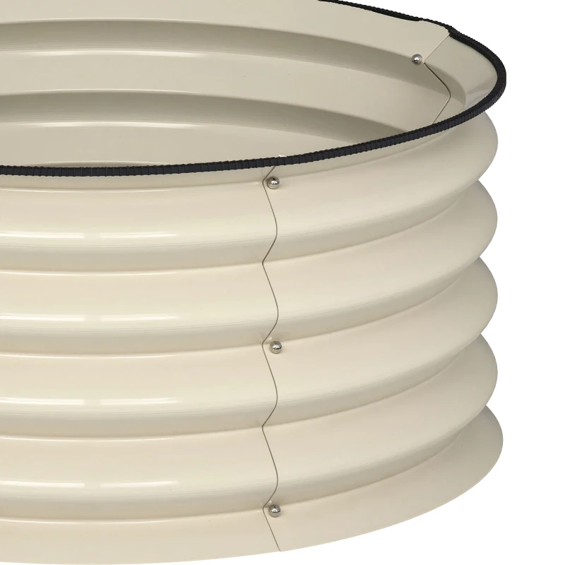 Outsunny Set of 2 Raised Garden Bed, Metal Planter Box with Safety Edging, Easy-to-assemble Stock Tank, Cream White