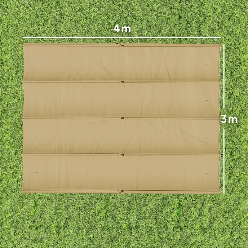 Outsunny Retractable Pergola Canopy Only, 3.92 x 3.5 m, UV30+ Replacement Canopy Cover for 4 x 3 m Pergola, Khaki
