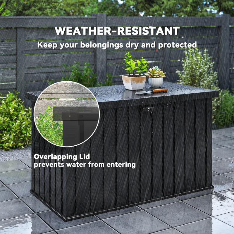Outsunny 400L Galvanised Steel Garden Storage Box, Black