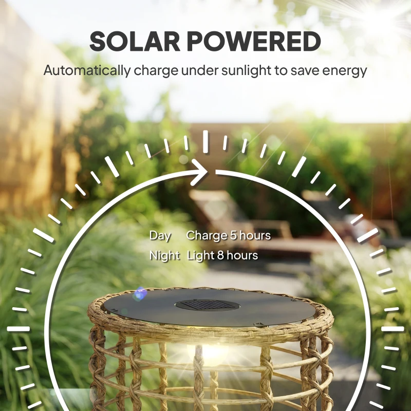 Outsunny Zestaw 2 Solarnych Lampionów Rattanowych z Czujnikiem Światła LED w Stylu Boho IP44