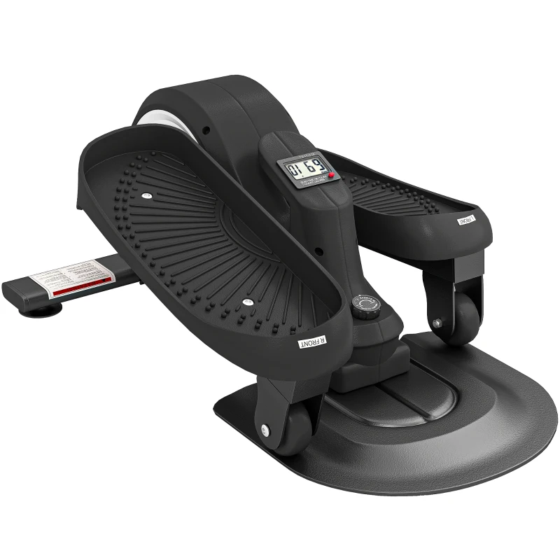 SPORTNOW Under Desk Elliptical Machine with LCD Monitor, 8 Adjustable Magnetic Resistances for 2-in-1 Seat & Stand Up Exercise