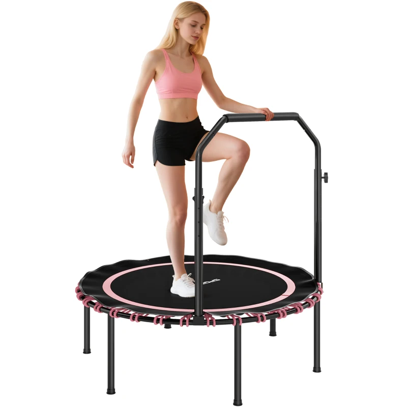 SPORTNOW 40" Foldable Fitness Trampoline Rebounder with Handle, Pink