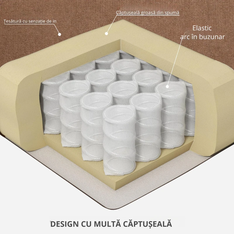 HOMCOM Scaun Electric Rabatabil cu 8 Puncte de Masaj și Telecomandă, Fotoliu Modern din Țesătură cu Efect de In, 90x101x107 cm, Cafea